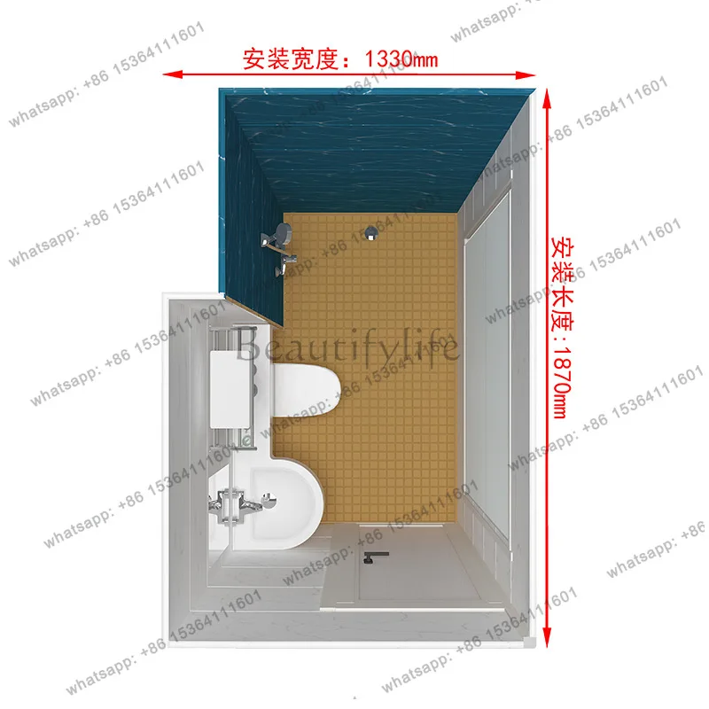 Integral bathroom, bathroom, glass shower room, integrated sliding door, sliding door, custom tempered glass bathroom