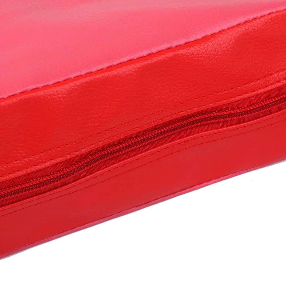 

Dining Chair Booster Cushion For Kids Faux Red Baby Seat Adjustable Straps Non-Slip High-Back Support Chair