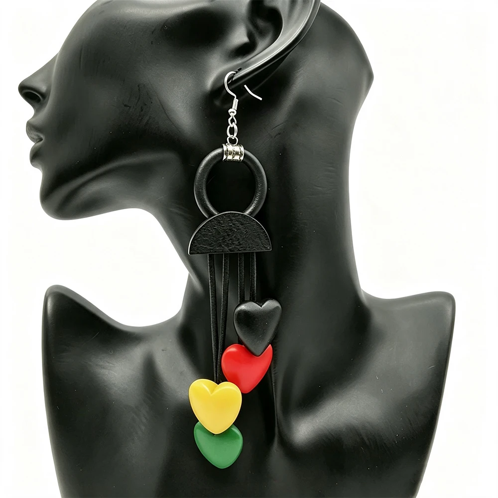 UKEBAY Bunte Herz-Ohrhänger für Damen, Boho-Statement-Ohrringe für Partygeschenk, Modeaccessoires – Detail 2