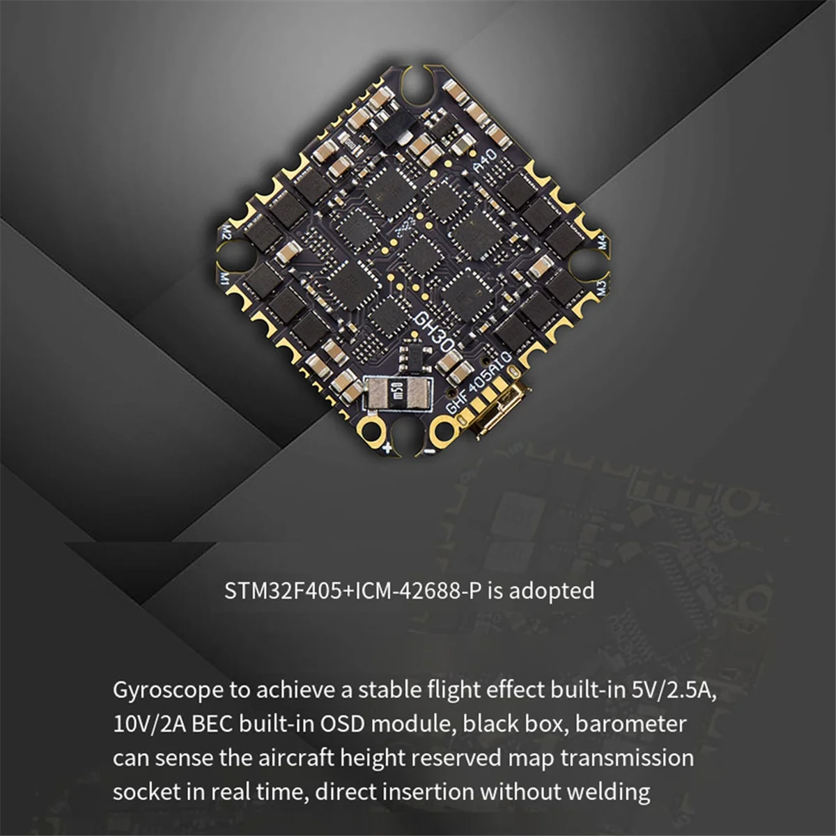 GHF405AIO-HD 40A AIO Flight Controller F405 F4 Build-in OSD Blheli-S ESC 2-6S Lipo for RC FPV Toothpick Racing Drone&Y96A