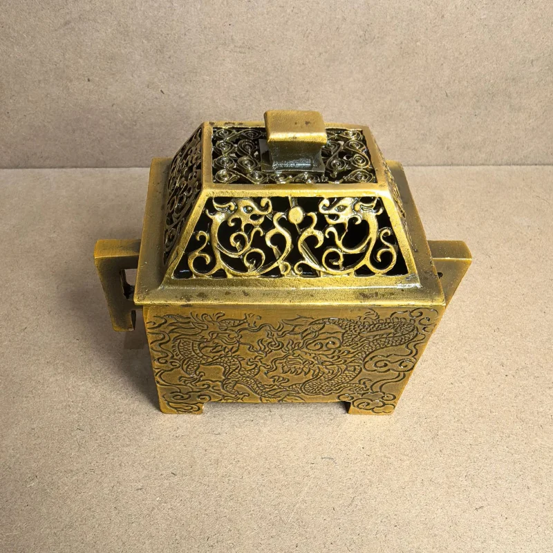 

Antique Bronze Color Square Ming Xuande Incense Burner Ornament Antique Direct Shipping Craft Ornament