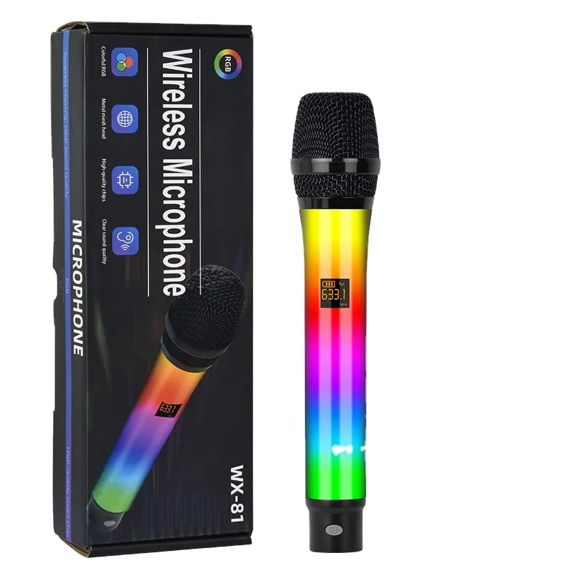 

2025 Hot SellBest-Selling Professional High Quality RGB Dazzling Stage Microphone New Luminescent Wireless KTV Musical Instrumen