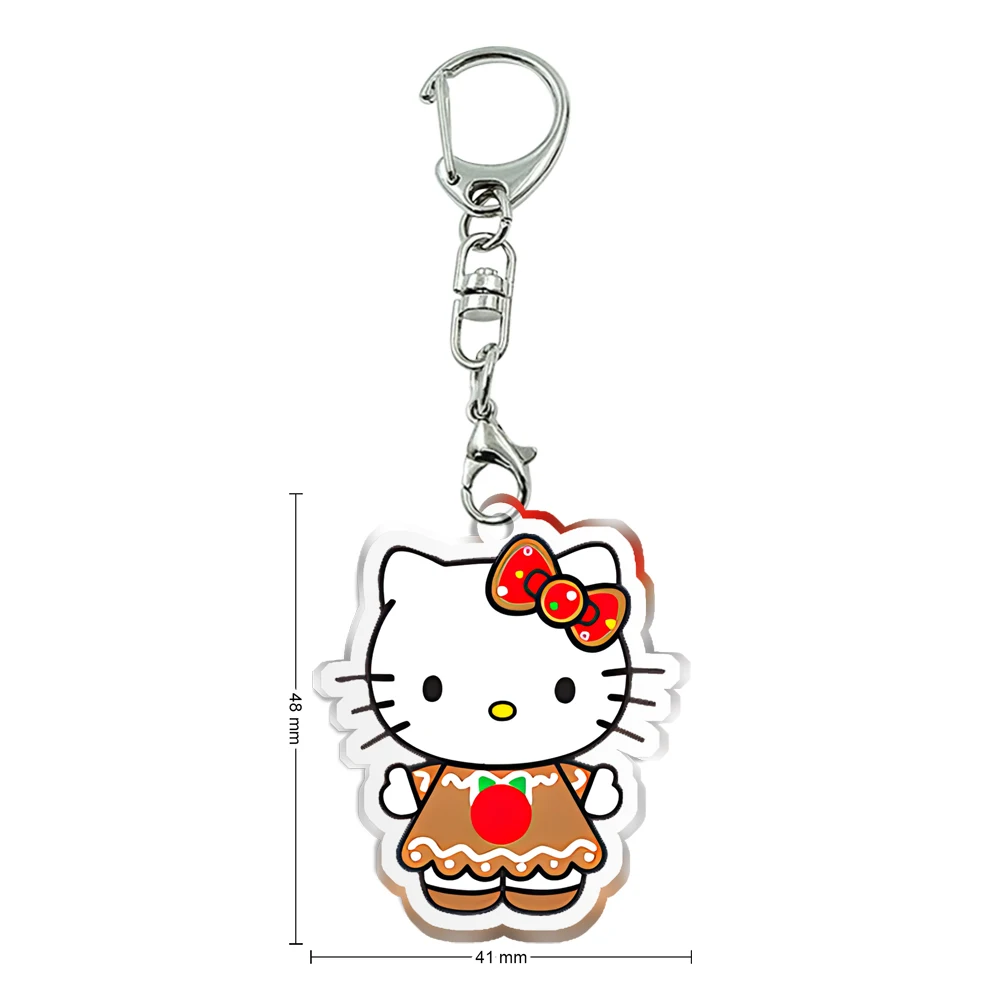 Christmas Hello KItty Cute Kawaii Transparent Acrylic Keychains Kids Gift Collection Girl Accessories Xmas Party Decoration