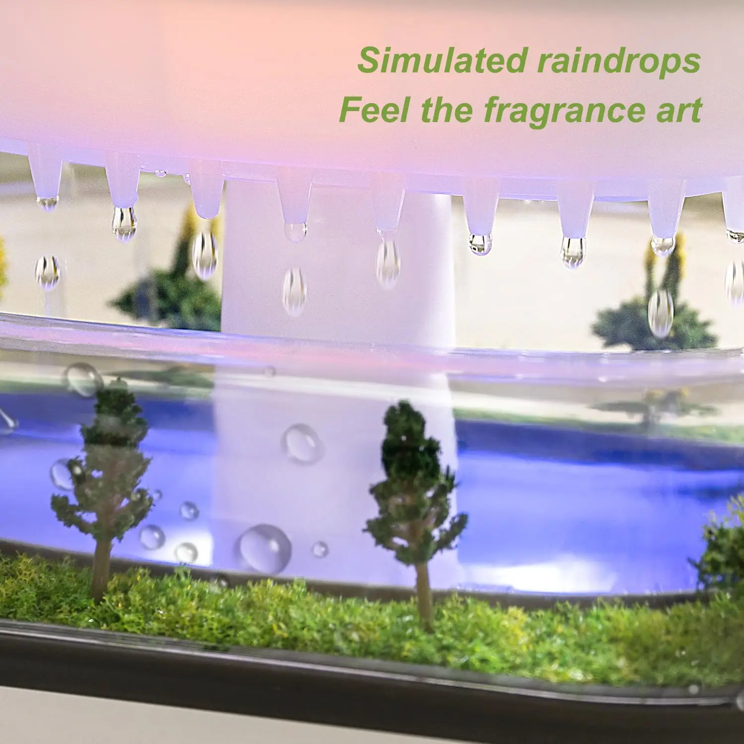 250ML Rain Diffuser Cloud Humidifier Rain Water Drip Humidifier with Drip Music Micro Landscape Ultrasonic Diffuser for Bedroom