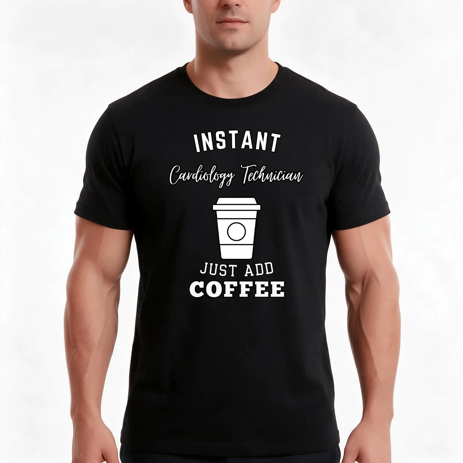 Instant Car Salesperson just add coffee T-Shirt, Summer Casual Cotton Tee, Oversized Streetwear Tops, Vintage Graphic Print