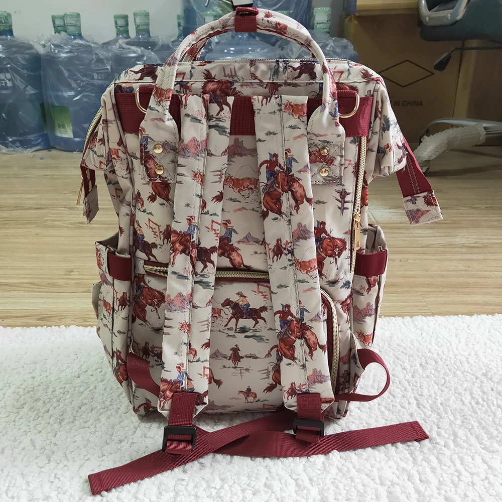 Hot Sale Boutique Mommy Bag Baby Girls Backpack Cowboy Print Fashion Kids Casual Bags Zipper Portable Backpack High Quality New