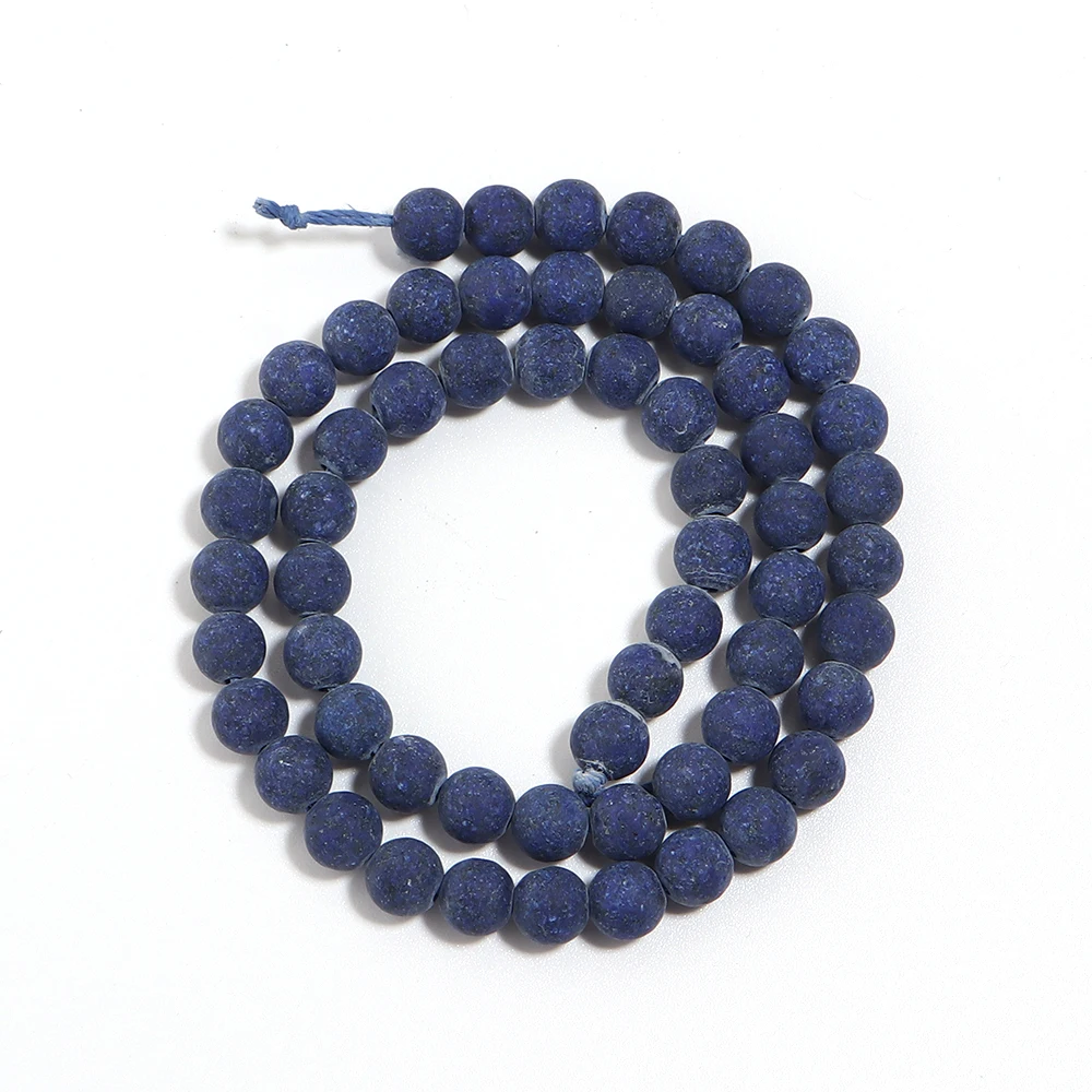 1 Strang/Lot 4/6/8/10/12 mm mattierte Lapislazuli-Steinperlen, runde lose Abstandsperlen für die Schmuckherstellung, DIY-Halskette, Armband