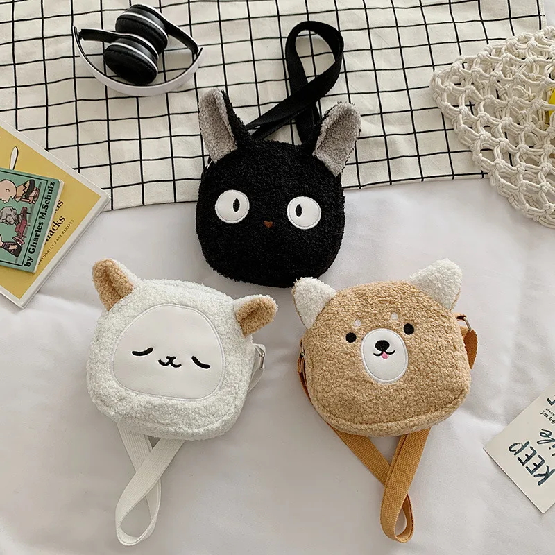 Japanese Style Autumn and Winter Cute Lamb Wool Bag 2021 New Trendy Cartoon Girl Fashion Student Crossbody Plush Bag