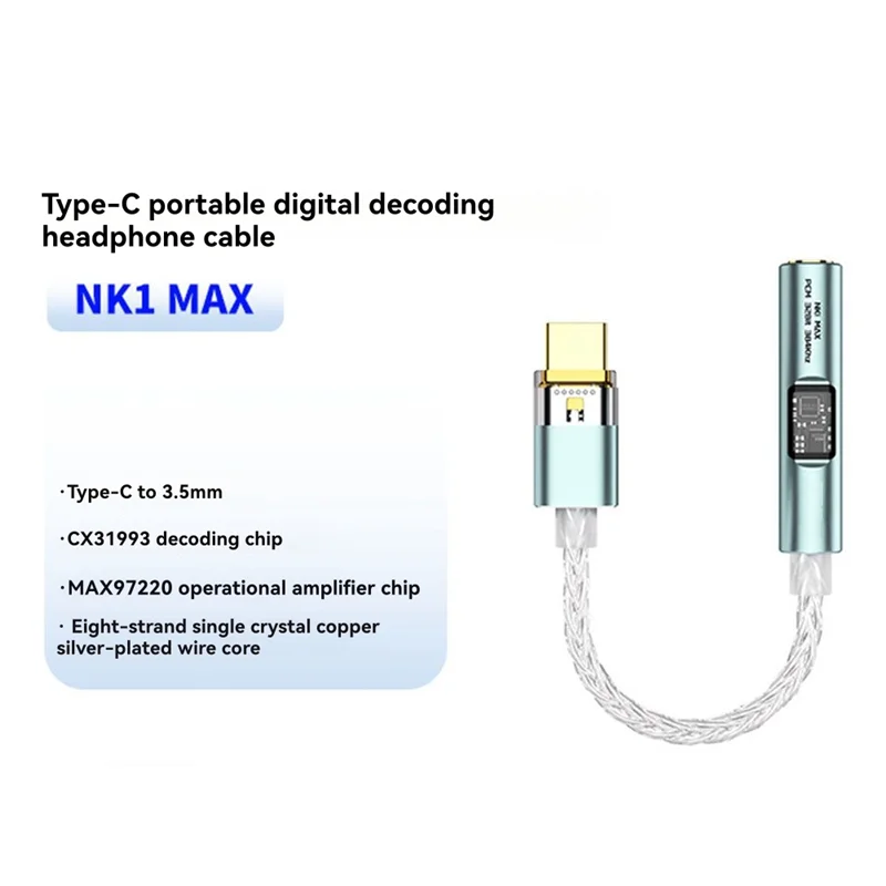 BNVN-Type-C DAC كابل مكبر للصوت MAX97220 OP-AMP IC Hifi محول NK1 MAX فك رقاقة CX31993 سلك OCC مطلي بالفضة #1