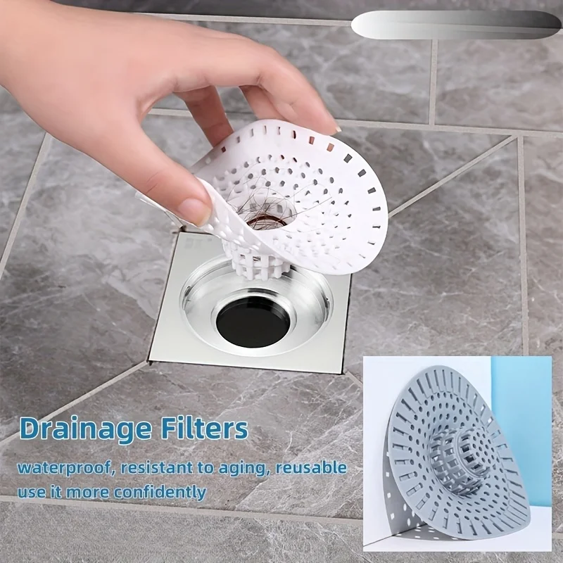 

Silicone Drain Filter, Hair Catcher for Shower & Kitchen Sink, Retractable Drain Cover with Suction Cup, Easy Clean