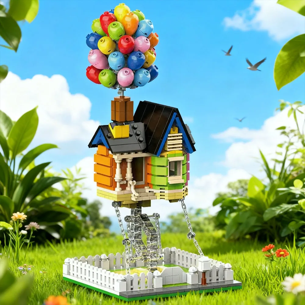 

Creative 555pcs Balloon House Street View Building Block Toys Children's Puzzle Building Block Toys Desktop Models Kids Gifts