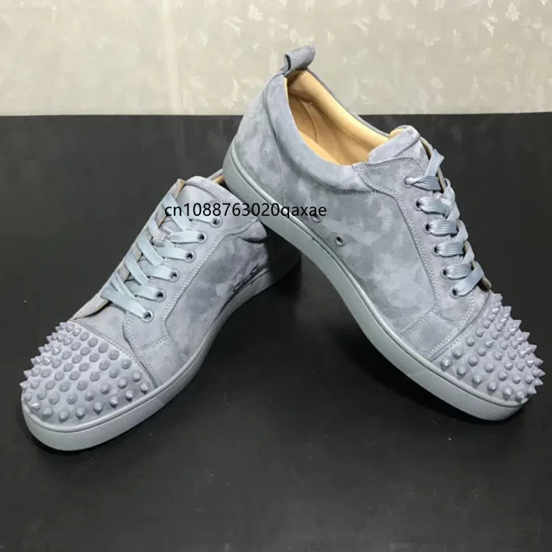 Trendy high-end women's shoes, low cut men's shoes, haze gray casual shoes, couple's red soled shoes, trendy