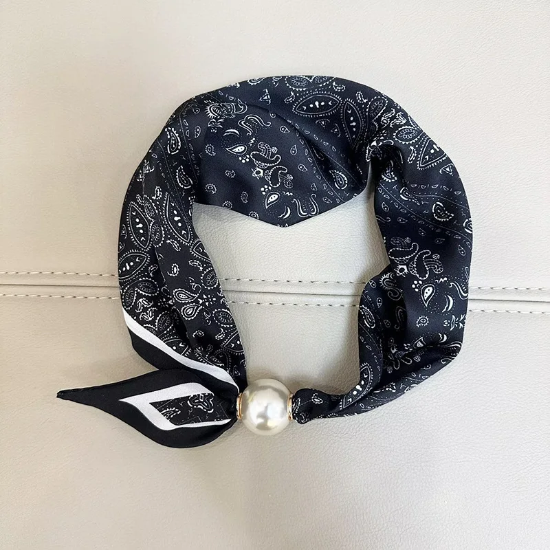 Elegante Parel Staart Magnetische Sluiting Sjaal 2025, Zomer Nieuwe Veelzijdige Ademende Mode Artistieke Accessoire Hals Wrap Sjaals