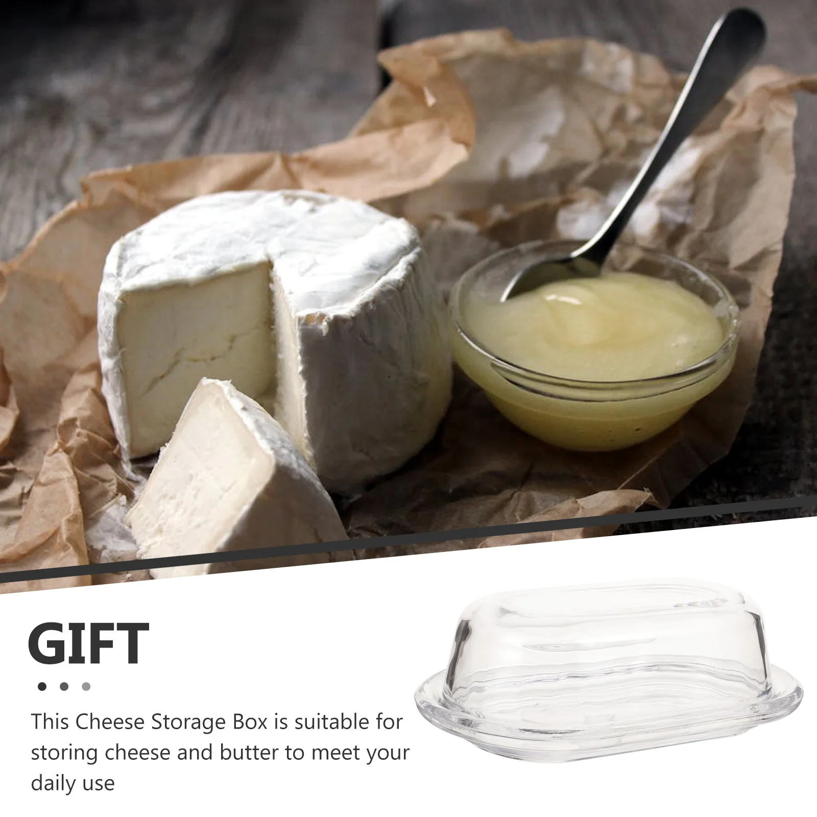 

Large Transparent Butter Preservation Box Smooth Design Easy Clean Lid for Cheese Storage Household Tableware Butter Dish with