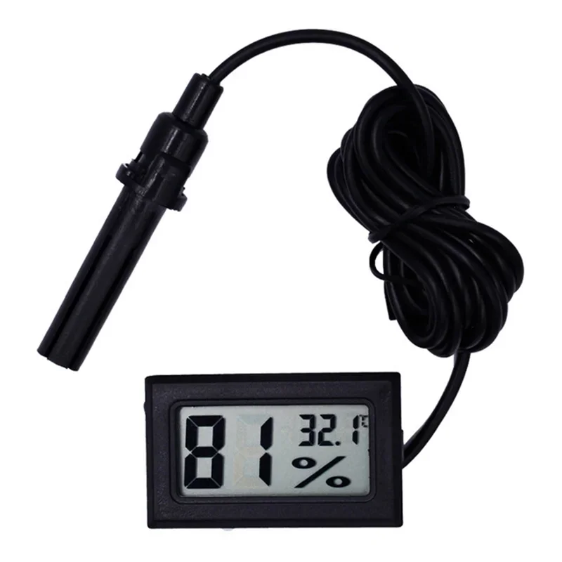 FY-12 Mini LCD Digital Thermometer Hygrometer Gauge Tester with Probe Incubator Aquarium Temperature Humidity Meter