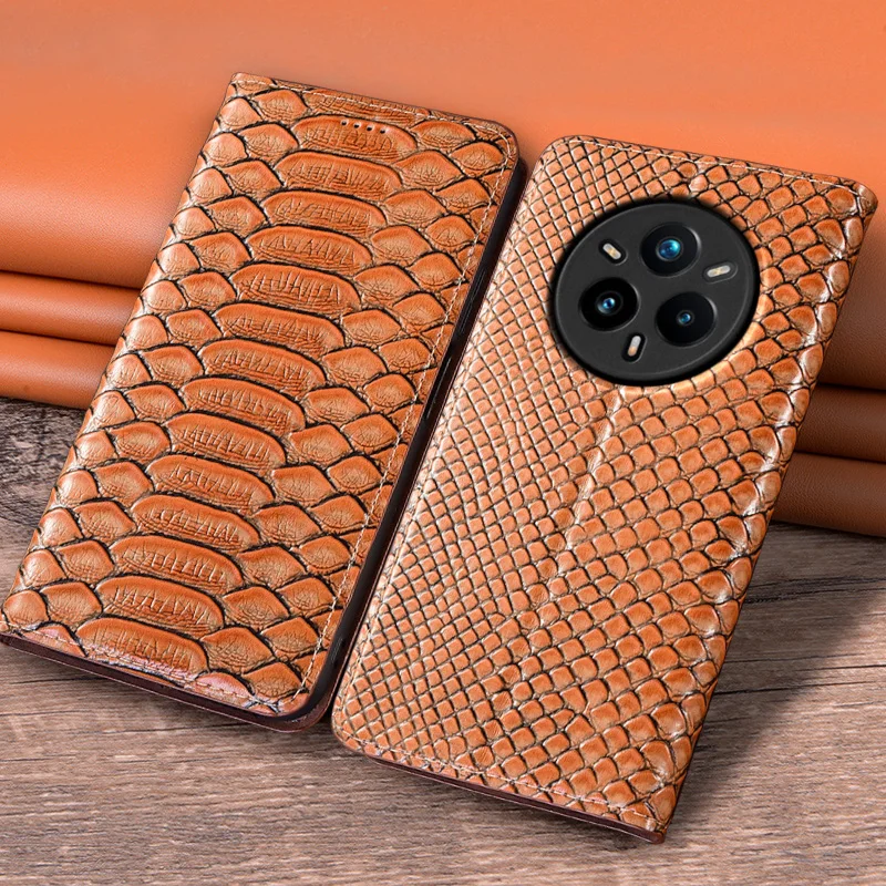 

For OPPO Realme14 Realme 14T 14 Pro Plus 5G Flip Case Python Pattern Magnetic Cover Luxury Cowhide Genuine Leather Wallet Covers