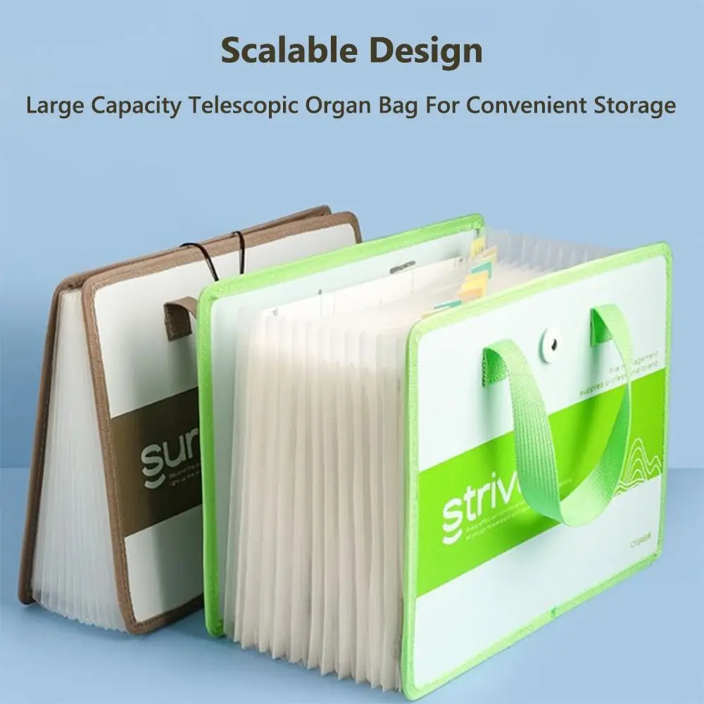 

Simple 13 Layers A4 File Folder Portable Tie Strap Design Test Paper Storage Bag Large Capacity File Organizer Students