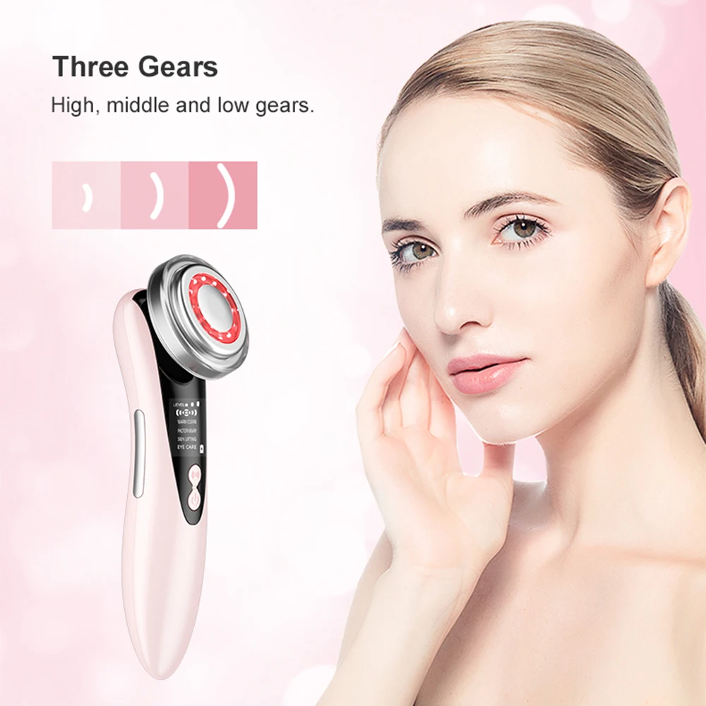 

Beauty Skin Care Vibration Facial Massager Electric Face Care Device Skin Lifting Tighten Facial Heat light Vibration 3 Modes