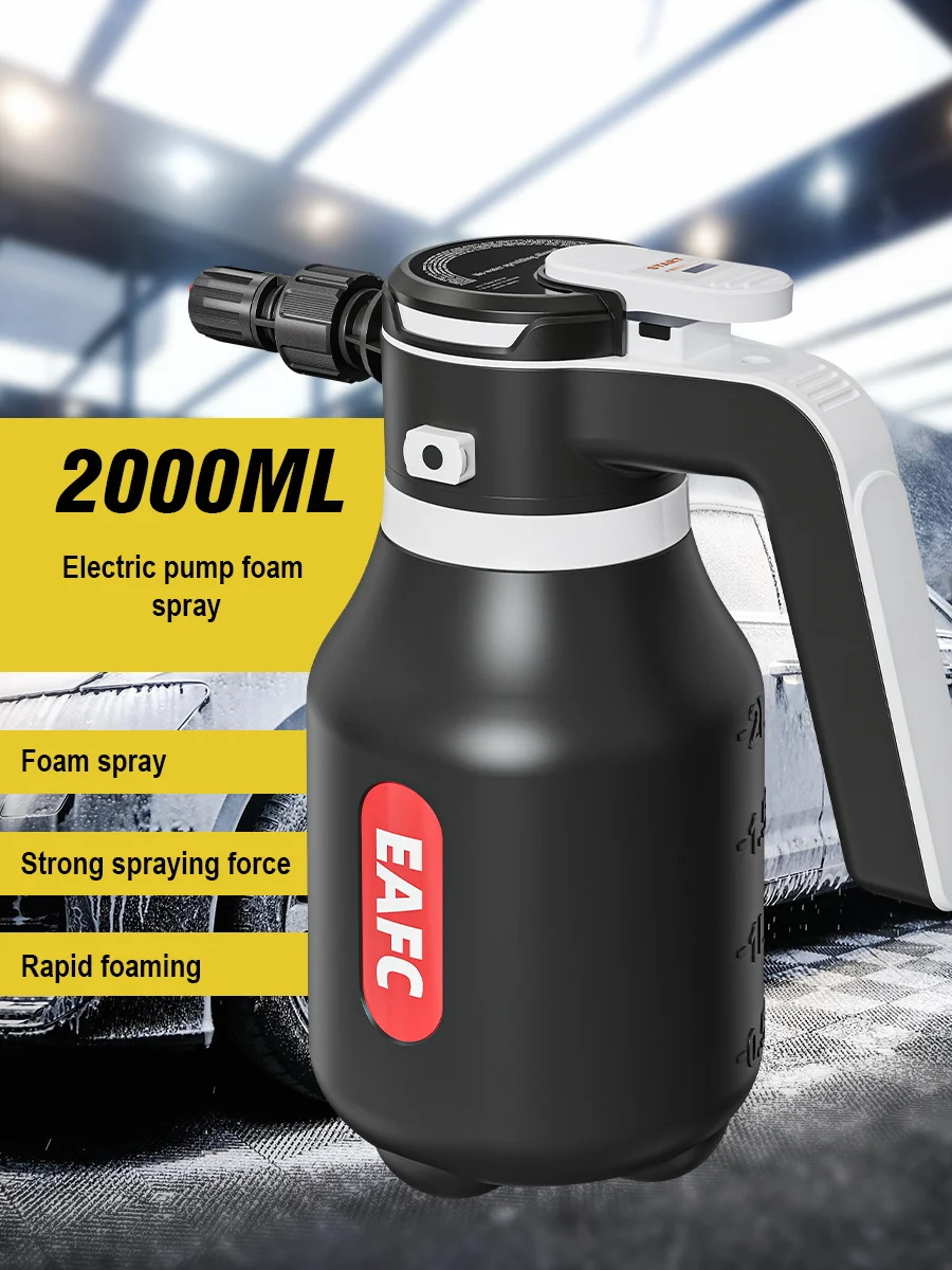 EAFC 2000ML Elektrischer Schaumsprüher, Autowaschpistole, kabellos, wiederaufladbar, Schaumkanone, Auto-Reinigungswerkzeug 60 ° Sprühbereich – Detail 11