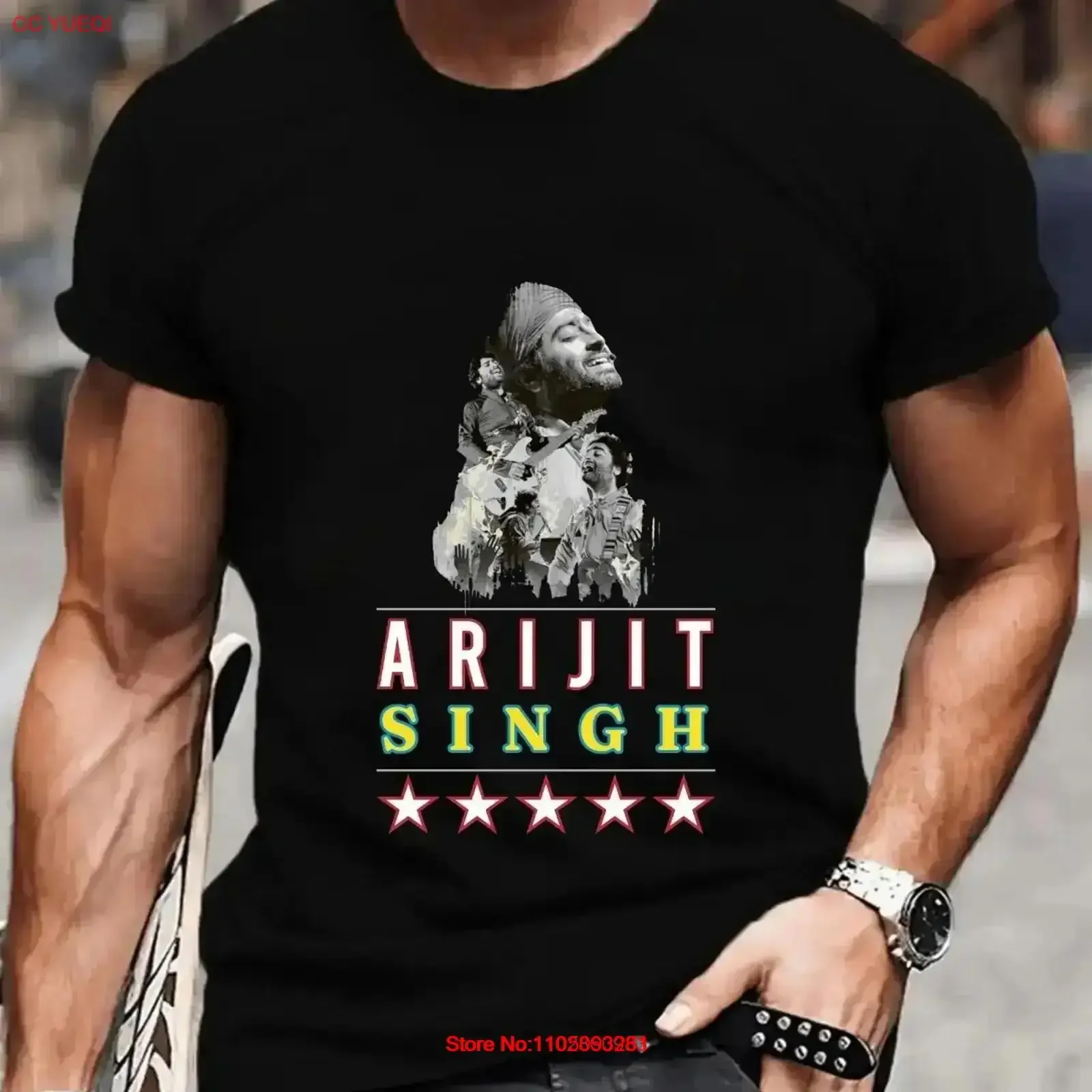 تي شيرت Arijit Singh للمغنية الهندية Mucis المتحمسين تي شيرت عتيق مغسول مريح للارتداء اليومي ممتد متعدد الاستخدامات #1