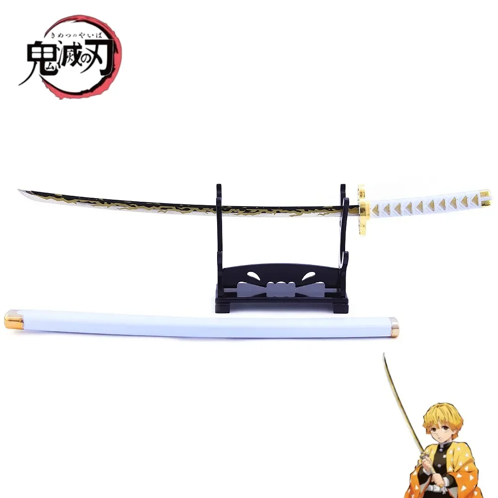 Demon Slayer Sword for Kids, Agatsuma Zenitsu, Nichirin Blade, Anime The Demon Slayer Corps Knife, modelo de arma Katana, Toy Gift, novo, 25cm