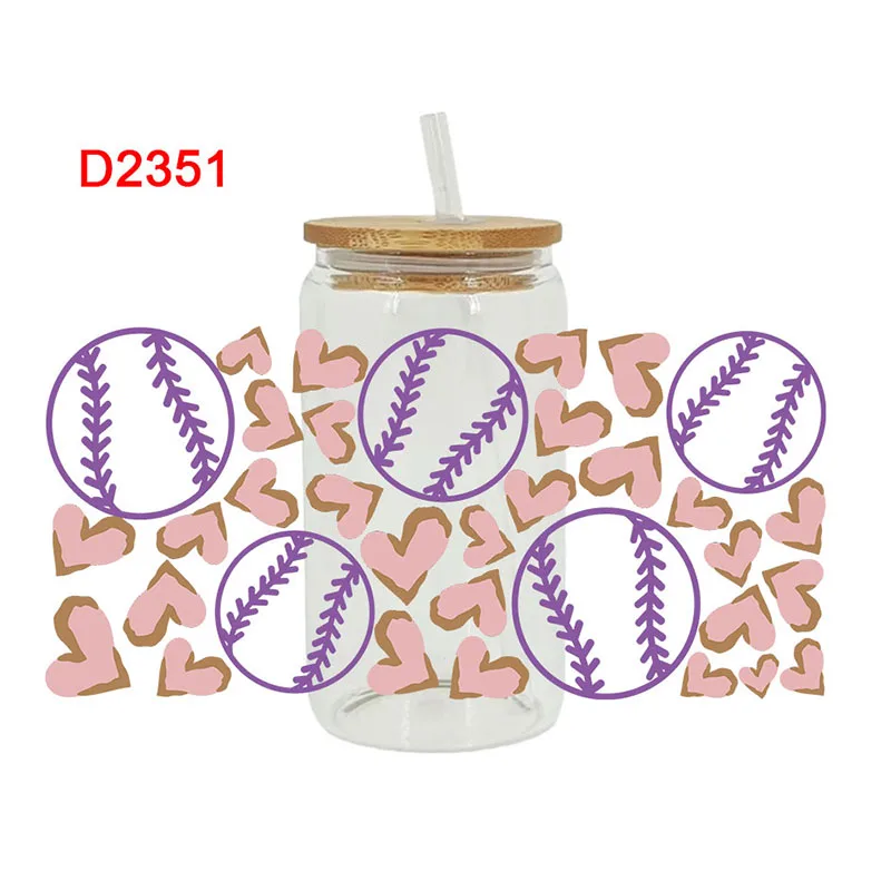 3D UV DTF Transfers Stickers, 16oz, Cup Wraps, Sports, Football, Printed for DIY Glass, Ceramic Metal Leather, Etc. D2350