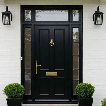 Best Selling High End Aluminum Alloy Entrance Door Anodized Finish Modern Hinged Doors Anti Theft Design Residential Doors