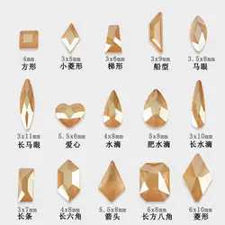 wholesale Transparent champagne Flat Back Nail Rhinestone Special Shaped Crystals Nail Art Stones 3D Personalized Decoration