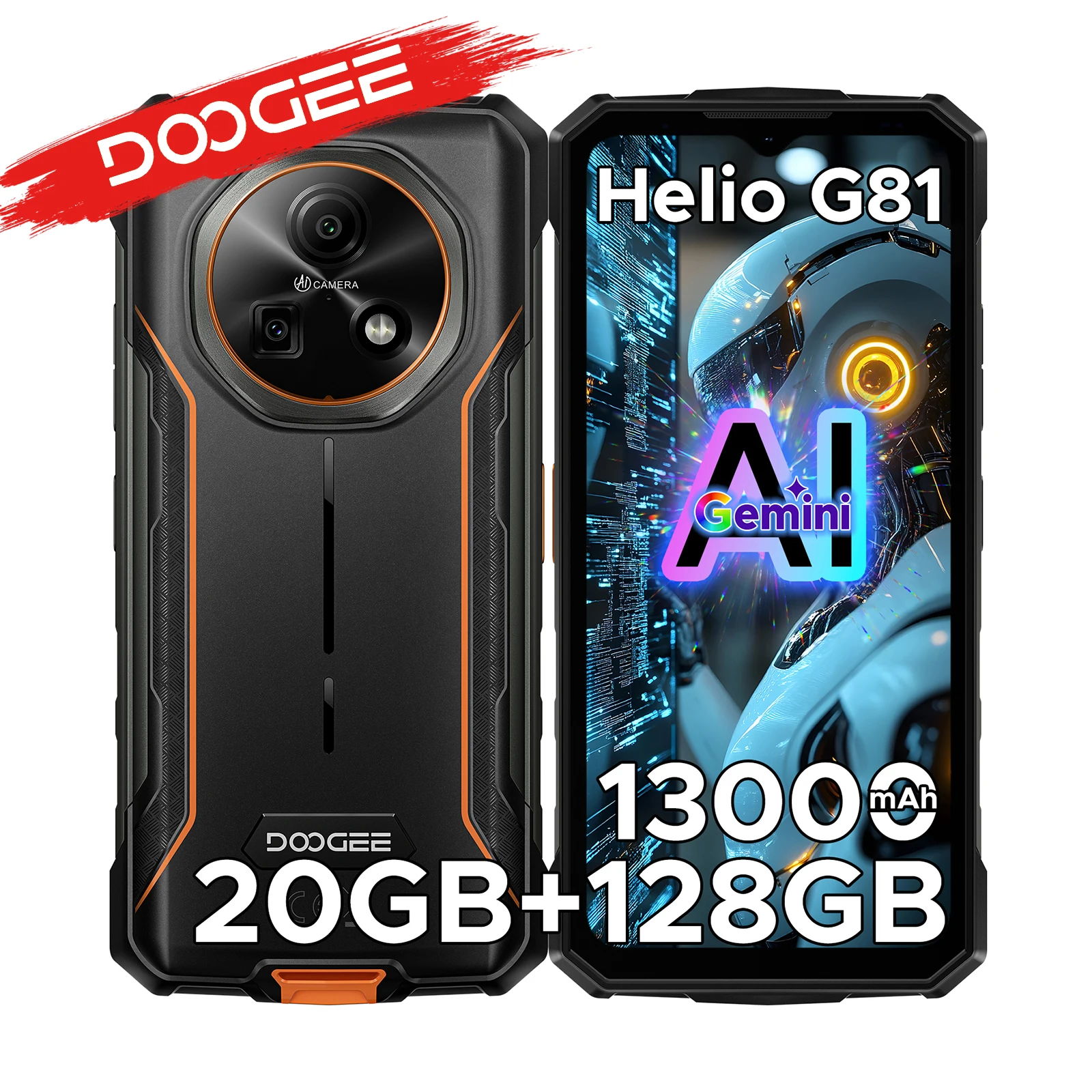 DOOGEE Fire 5 Pro T�l�phone robuste Gemini AI 6,6