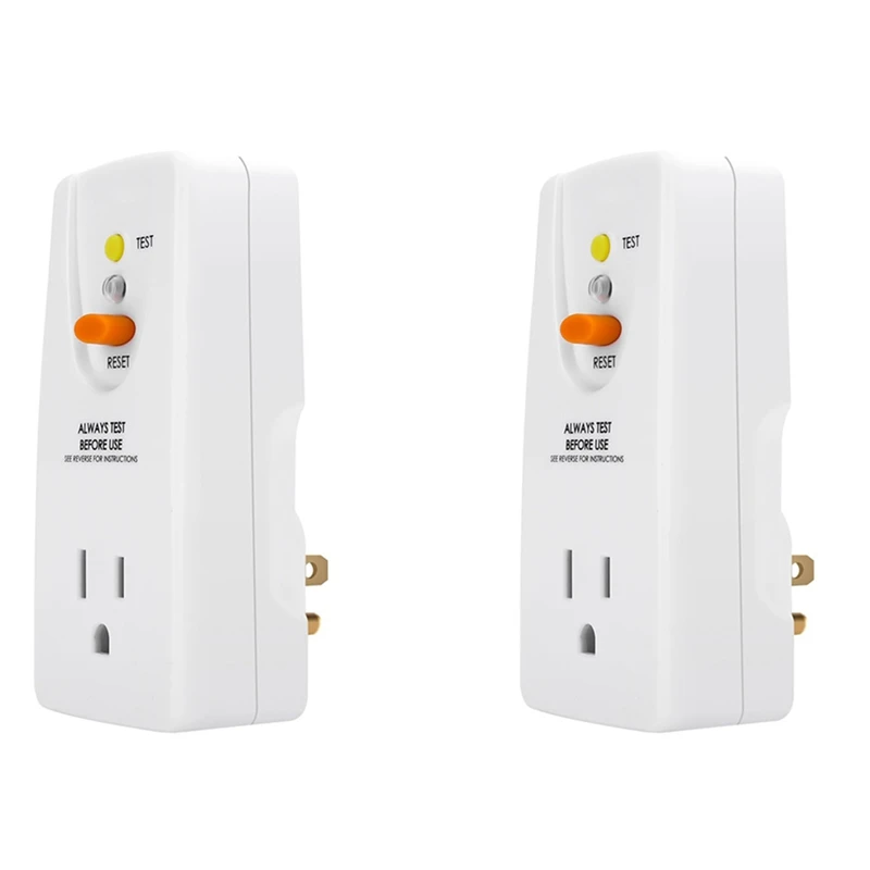 

AB46-2X GFCI Adapter 15 Amp 3 Prongs Grounded,Waterproof GFCI Plug,Ground Fault Circuit Interrupter US Plug