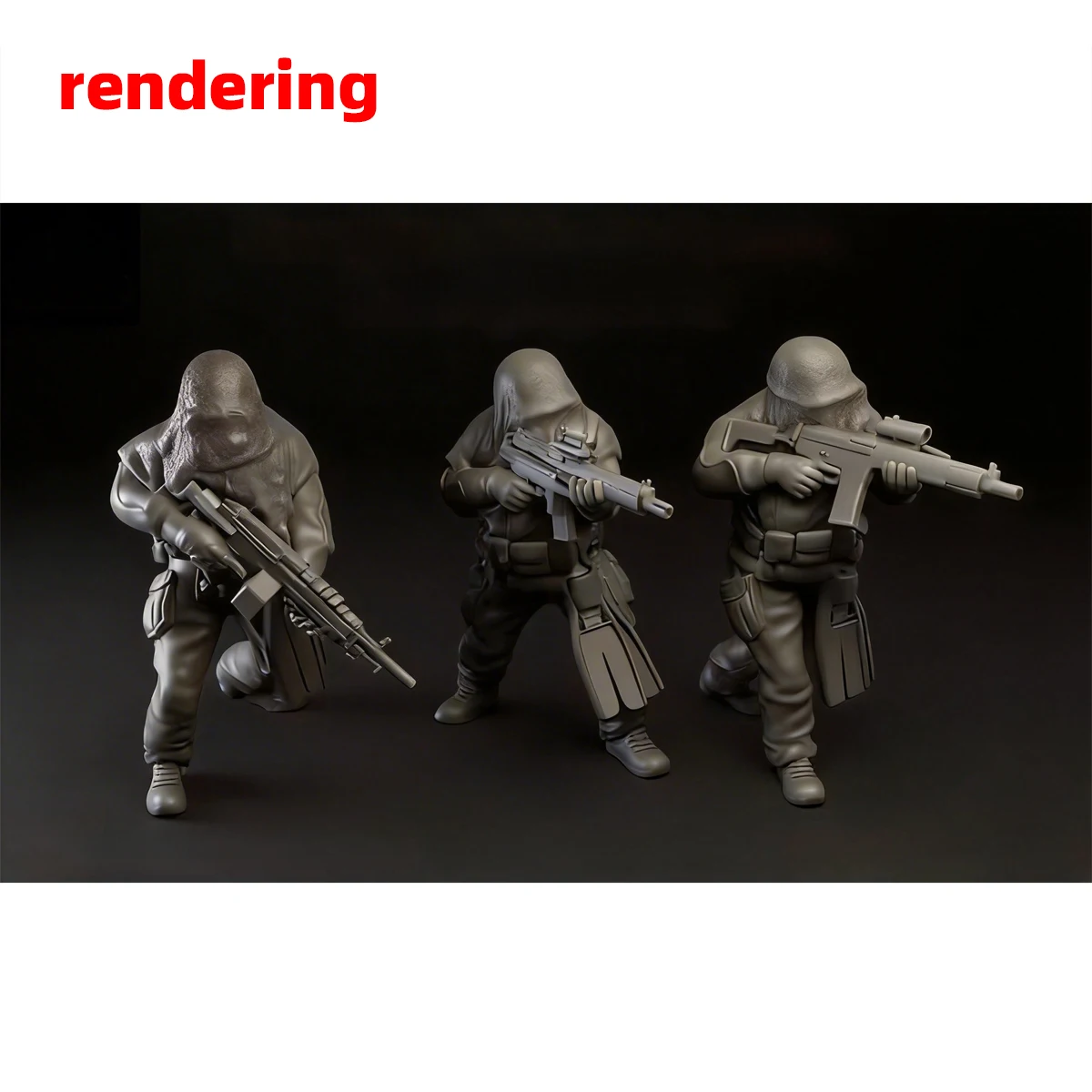 Maßstabsgetreuer Miniaturmodellbausatz aus Kunstharz, 3D-Modell, moderne US-Spezialeinheiten, Ghost-Team-Figuren, Militär, 3-teiliges Set, 1/72 – Detail 3