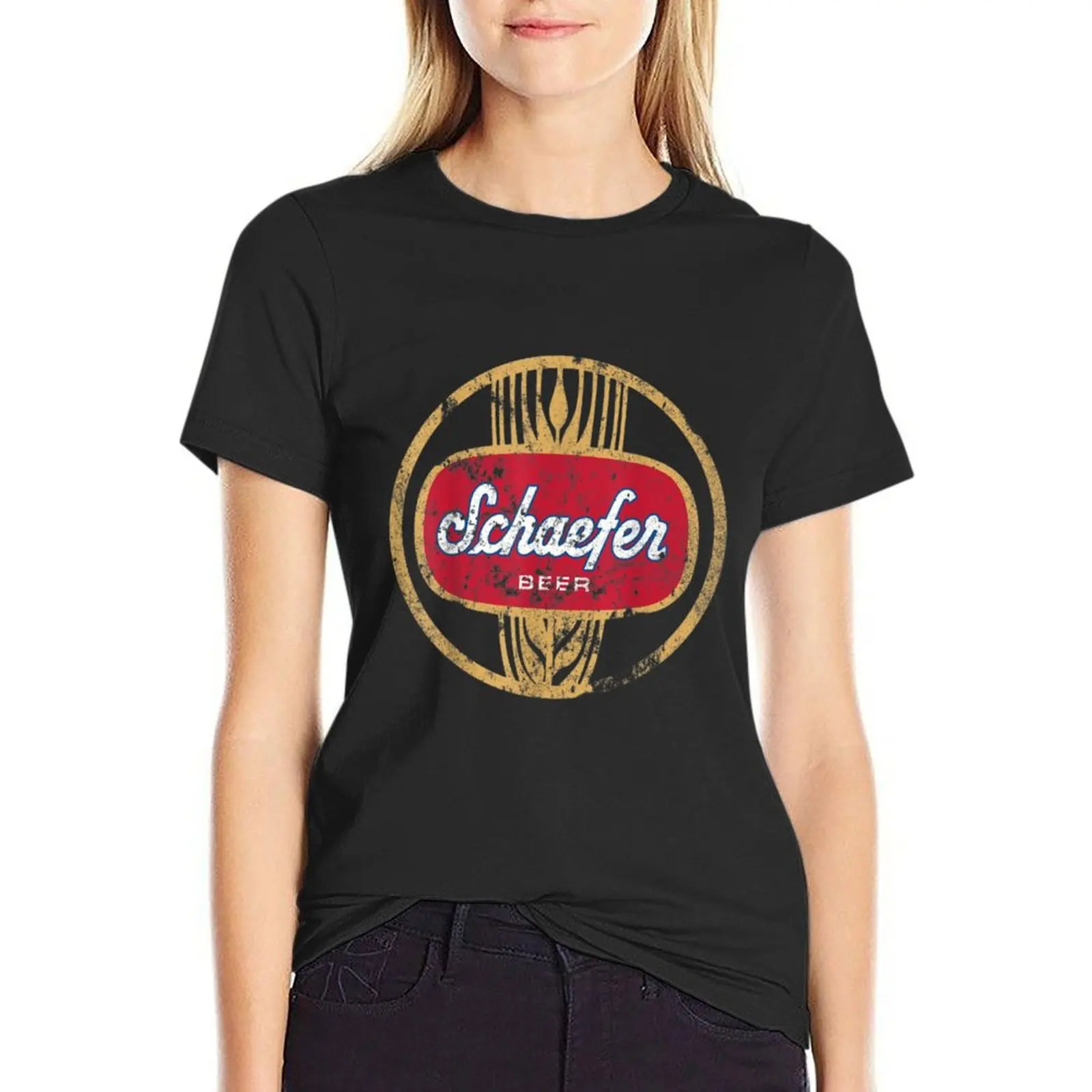 Schaefers Beer T-Shirt graphics Short sleeve tee hippie clothes plus size tops t shirts for Womens
