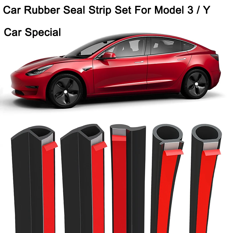 

Car Door Rubber Seal Strip Kit EPDM Rubber Weatherstrip For Trunk Hood A B Pillar Sealing For Tesla Model 3 Y Auto Accessories