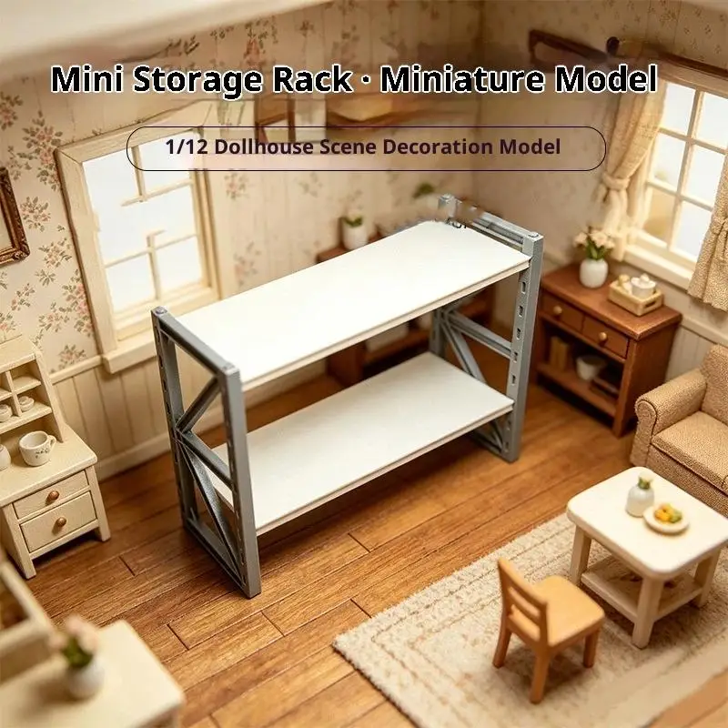 1Pcs 1 12 Adjustable Mini Storage Shelf Dollhouse Furniture Simulation Life Custom Home Decoration Accessory