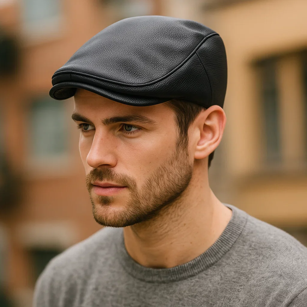 Leather Work Hat - PU Newsboy Cap Men Women Autumn