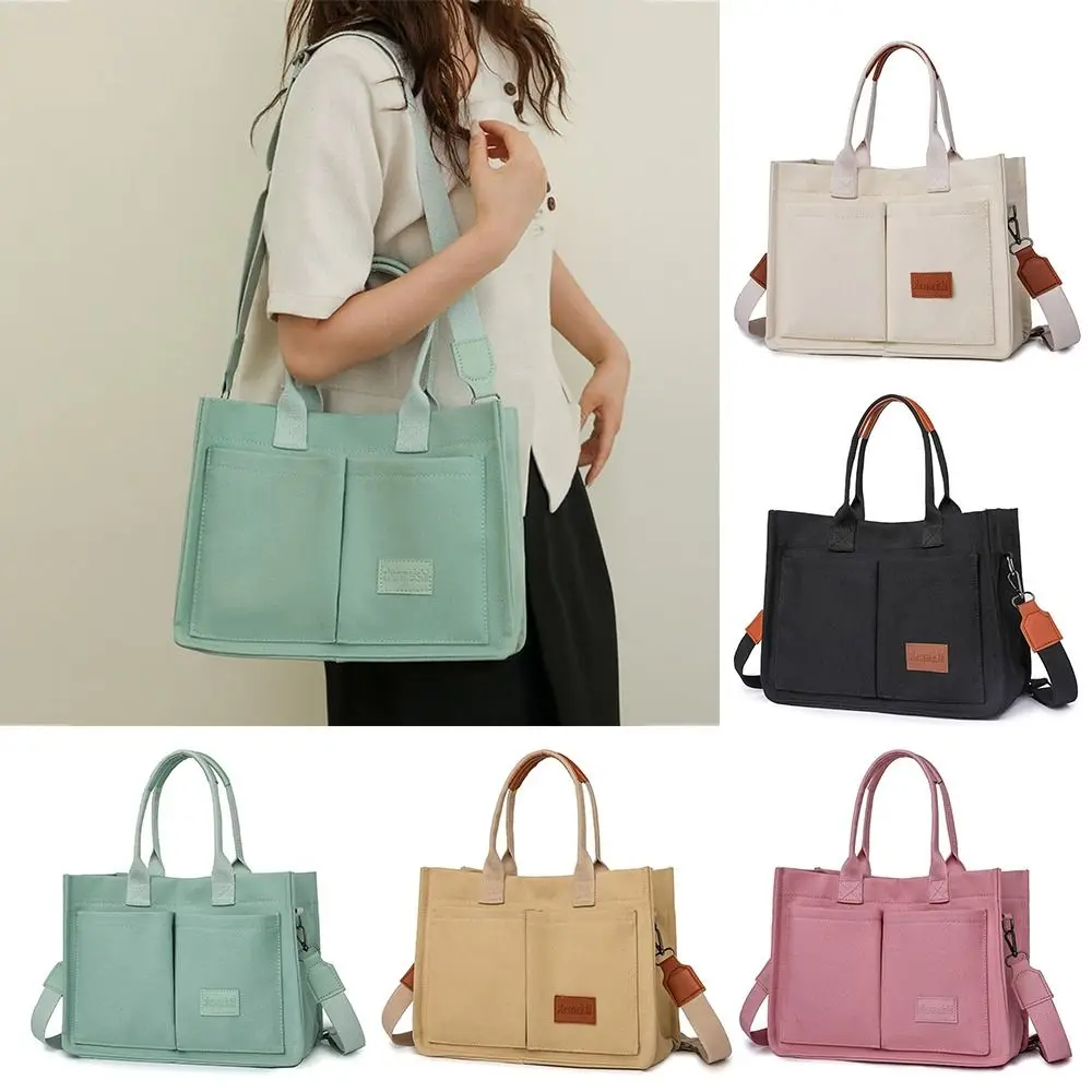 

NEW Large-capacity Handbag Waterproof Wear-resistant Canvas Bag Multi-pockets Tote Bag Girl