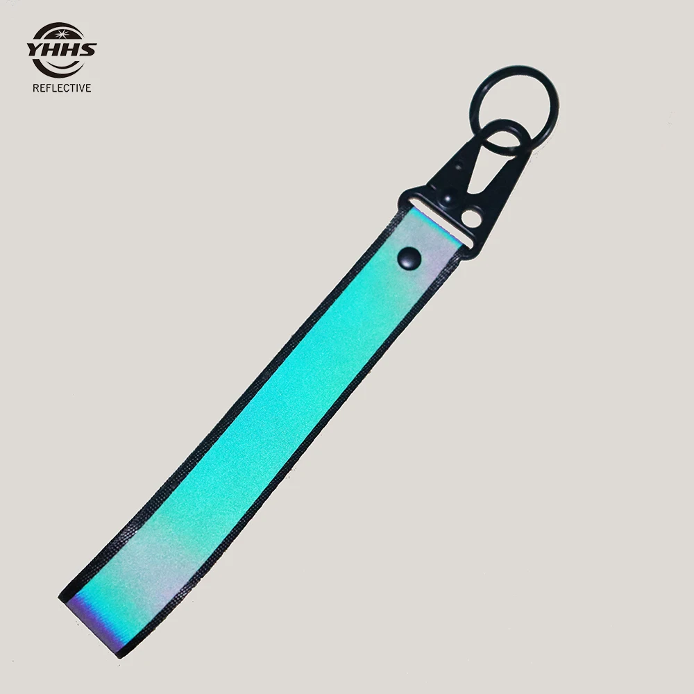 Porte-clés réfléchissants de voiture de 2.5cm, matériel de sangle coloré à haute luminosité pour pendentif de sac, accessoires de course de nuit et de marche 18cm