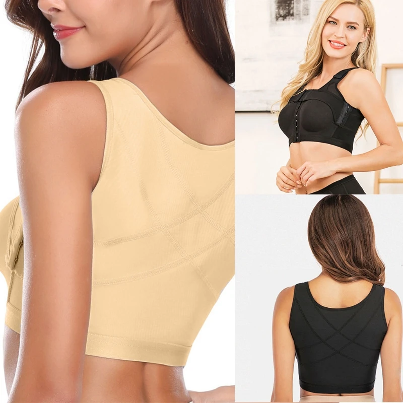 

Women Front Closure Bra Post-Surgery Slimmer Shaper Underwear Compression Posture Corrector Crop Top with Breast Support Band