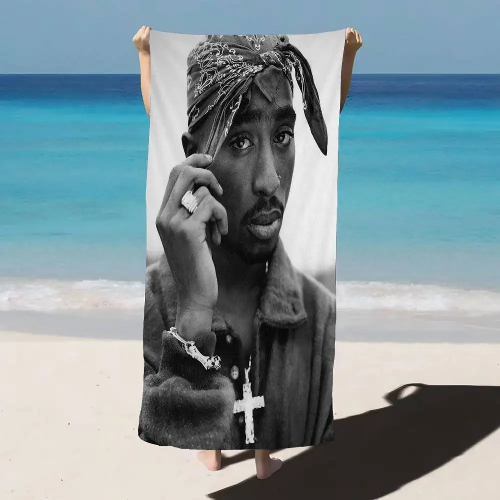 مغني الراب T-Tupac S-Shakur كبير ستوكات مناشف الشاطئ منشفة سريعة الجافة الرمال مناشف الشاطئ منشفة حمام السباحة للسفر حمام سباحة اليوغا