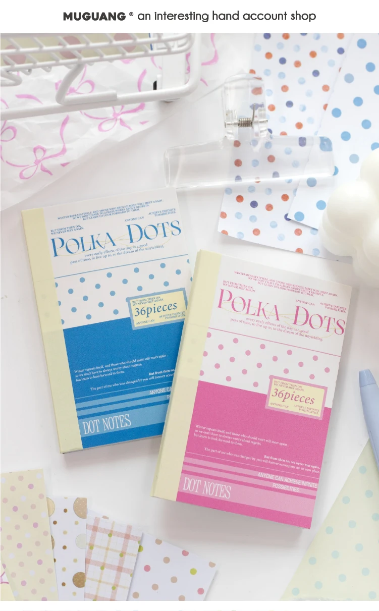 Journal GO 30 Blatt Polka Dots Stickerbuch Koreanischer Stil Punktmuster Notizblock für Journaling, Scrapbooking, Basteln, DIY-Material – Detail 1