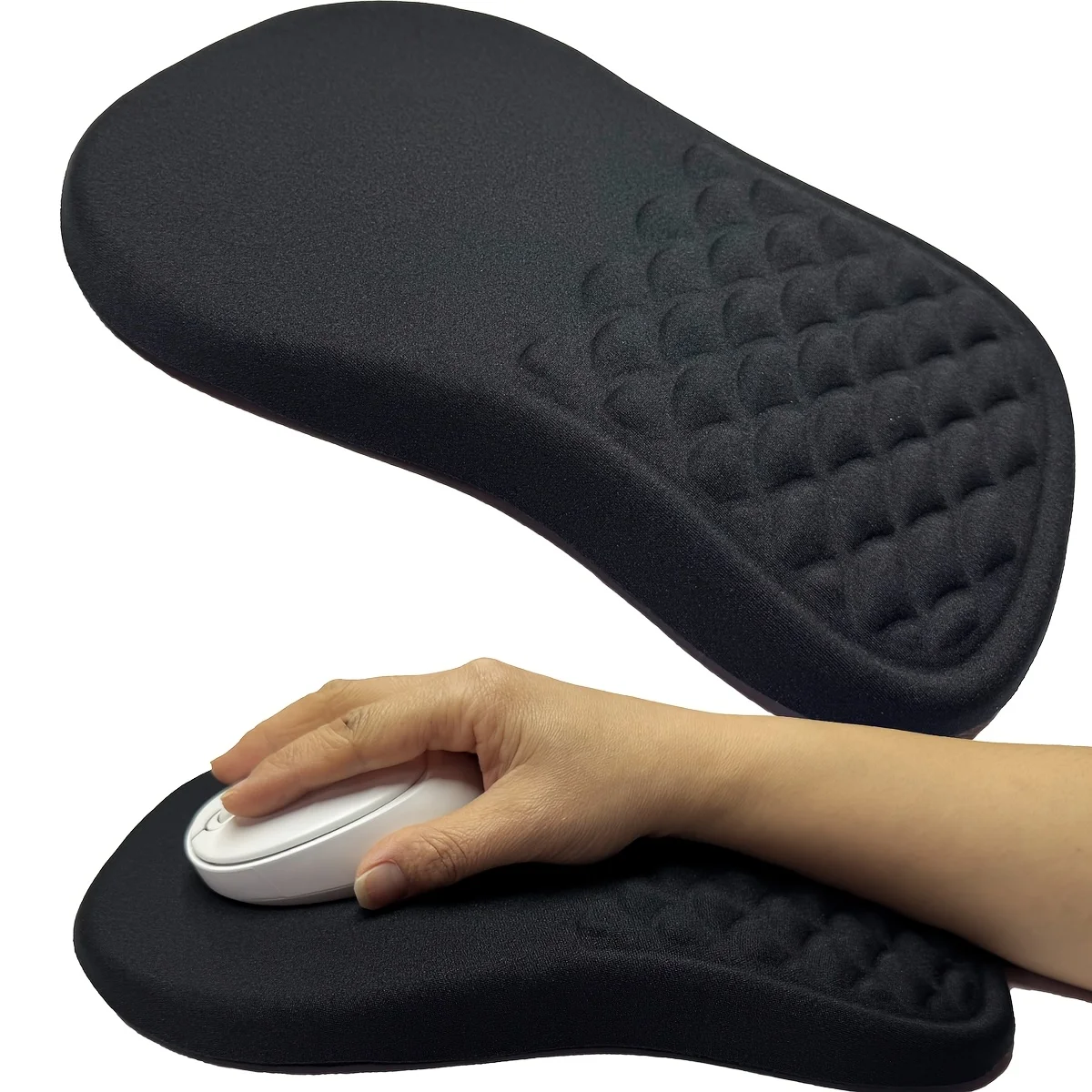 1pcs Ergonomic Mouse Pad with Memory Foam Wrist Rest Anti-Slip PU Base Smooth Movement for Gaming Office Pain Relief Black Gift