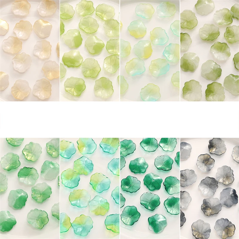 5pcs 22x25mm Glass Stereoscopic Decorative Border Lotus Leaf Beads 1mm Hole for DIY Making Bracelet Necklace Earring Accessories