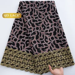 SJD LACE African Embroidery Cotton Lace Fabrics 2026 High Quality Nigerian Stones Lace Swiss Voile Lace for Wedding Dresses 4867