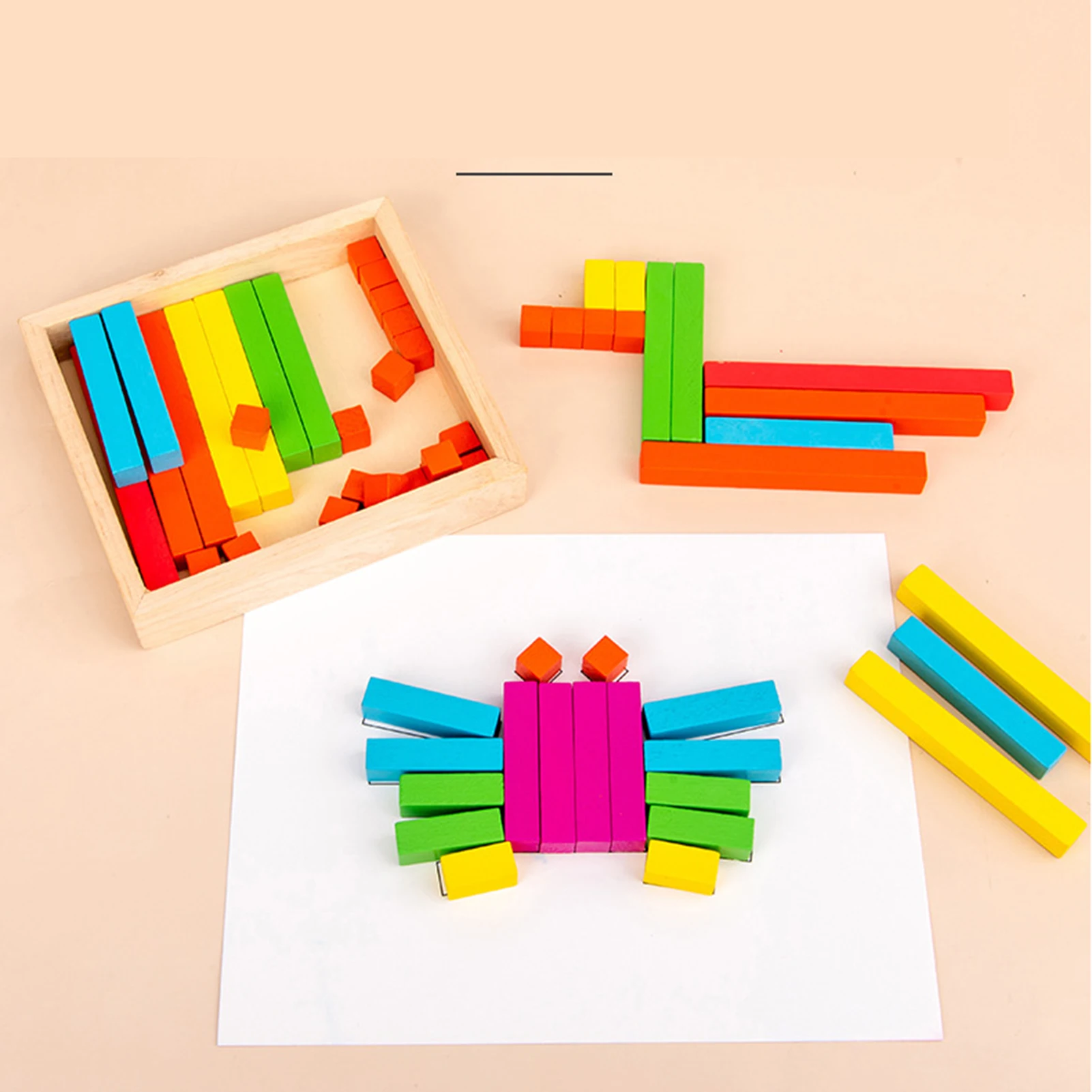 Wooden Counting Sticks Colorful  Rods Individual Kit for Children Counting Homeschool Supplies Wooden Counting Sticks