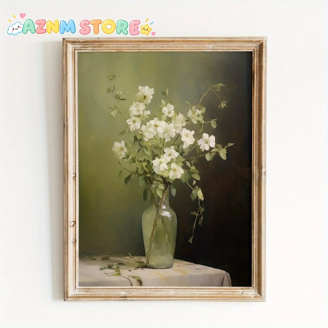 1pc Wall Decor, a Retro Poster Featuring a Dark Green Floral Design, a Canvas Painting in a Botanical Collage Style, Not Fram