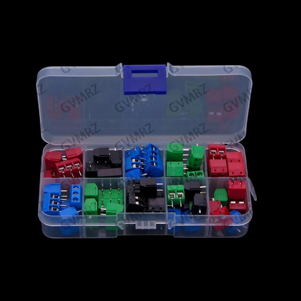 68PCS KF301-2P 3P Screw Terminal 5.0mm PCB Interlocking Terminal Connector Red Black Blue Green Black 1P 2P 3P