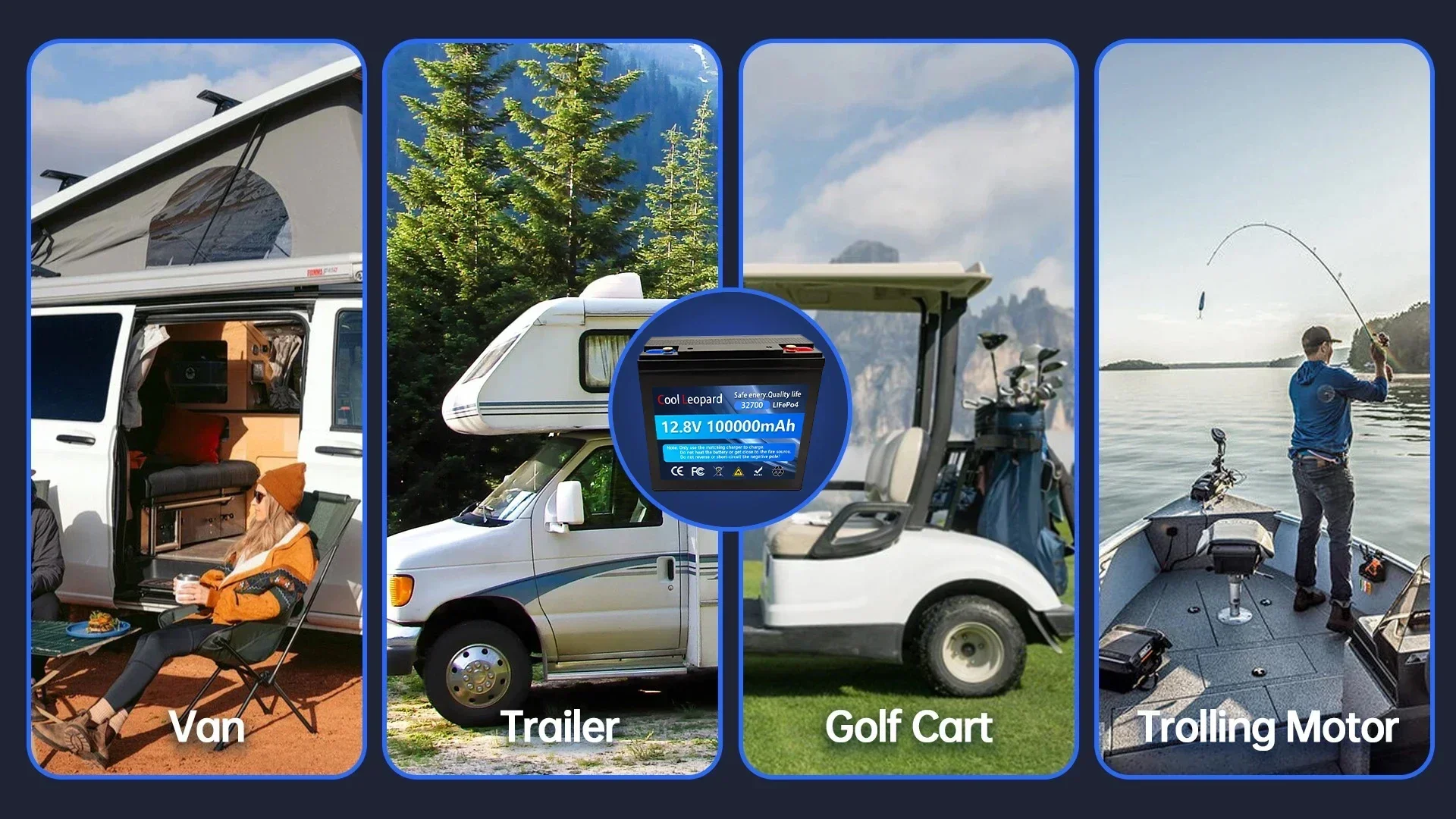 12.8V LiFePO4 Battery， 100Ah 12V Lithium Iron Phosphate Batteries Pack 5000 Cycles RV Cart Boat Solar Battery