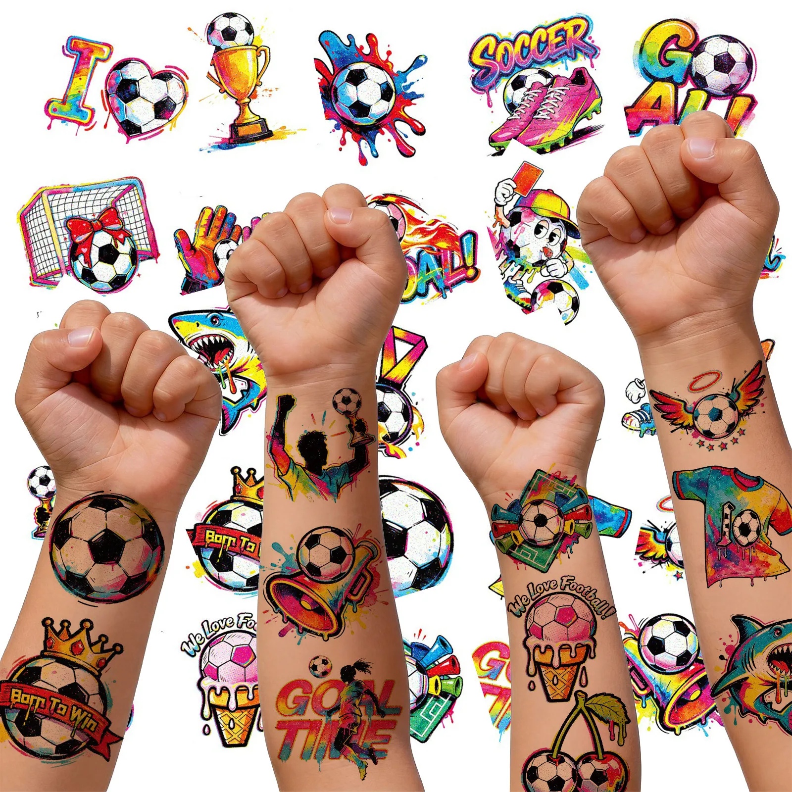 25pcs Glitter Football Tattoo Stickers, Waterproof and Durable Temporary Body Tattoos Suitable Body Decoration During Football