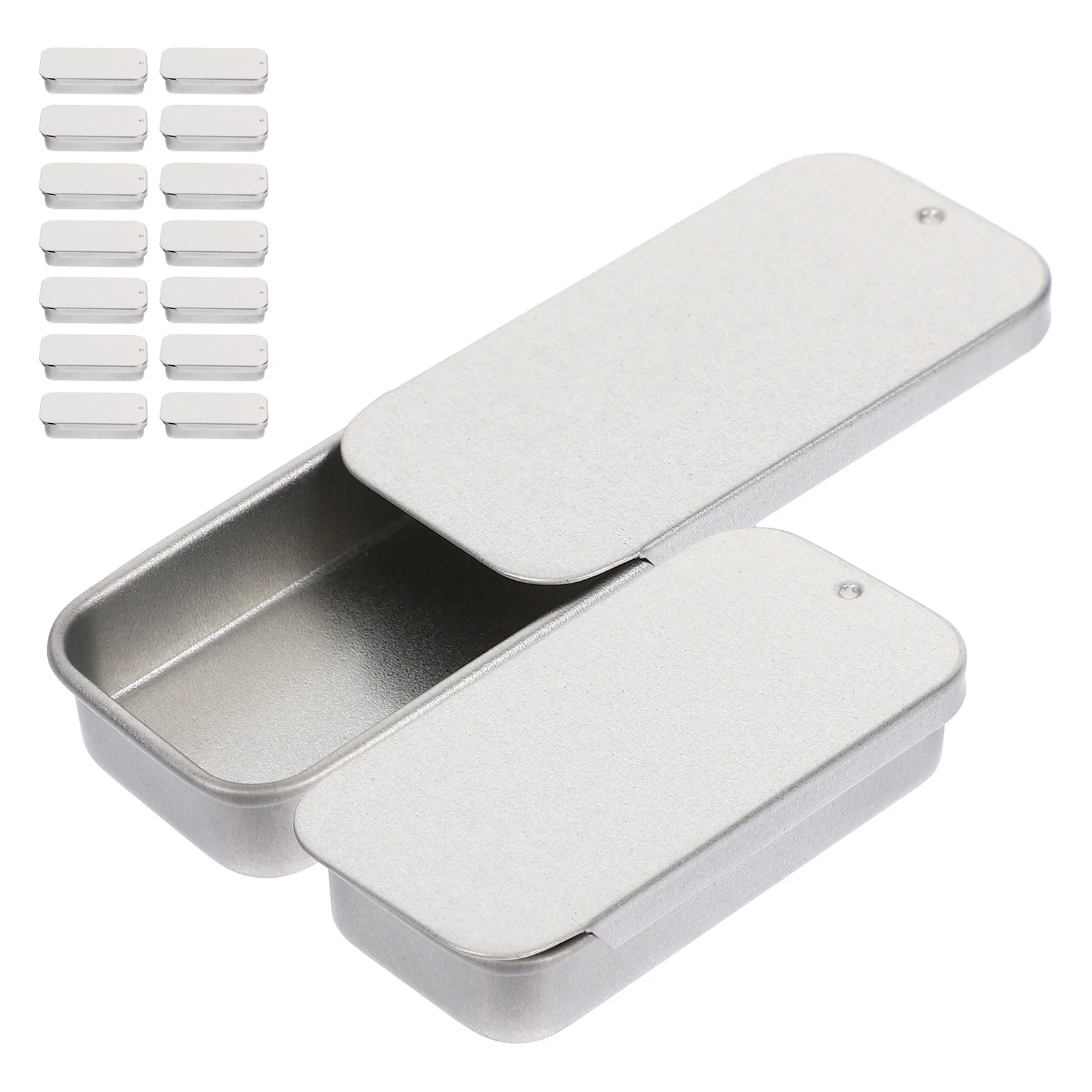 

16Pcs Small Balm Boxes Push Lid Tinplate Boxes Portable Metal Storage Candy Cases Sliding Cover Design Tin Box