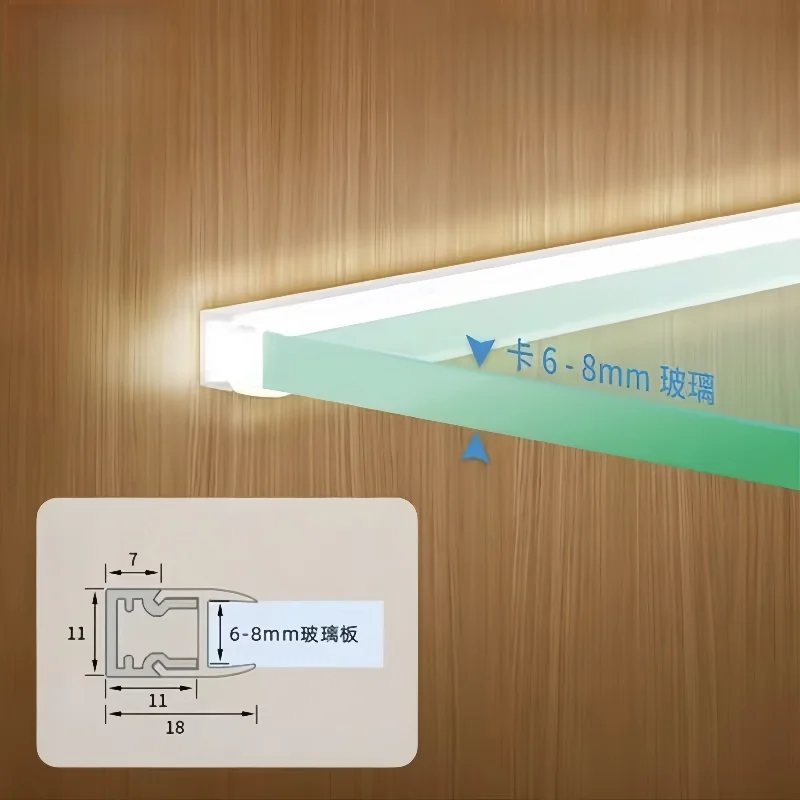 

Led Aluminum Profile Linear Strip Light for Wardrobe Display Wine Cabinet Bar Foyer Interlayer Showroom 8Mm Glass Shelf Lamp